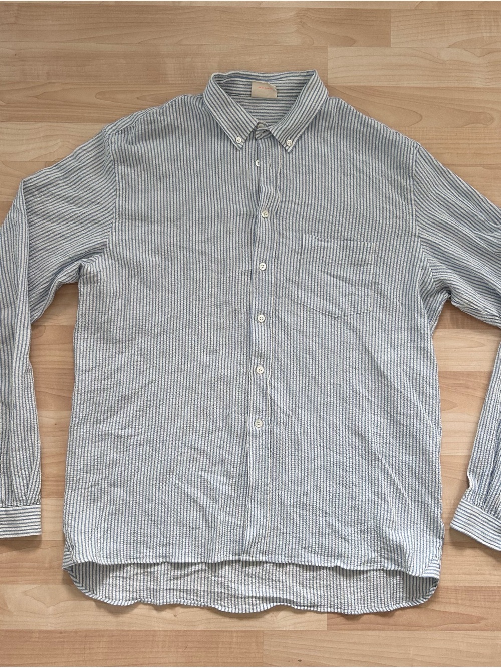 Casual Blue and White Striped Button-Down Shirt